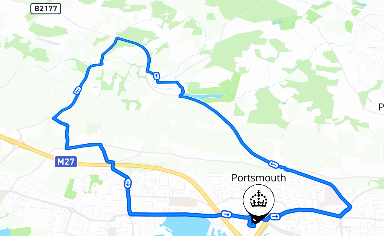 Portsmouth 驾考路线 #2551 地图 - ENG 英国