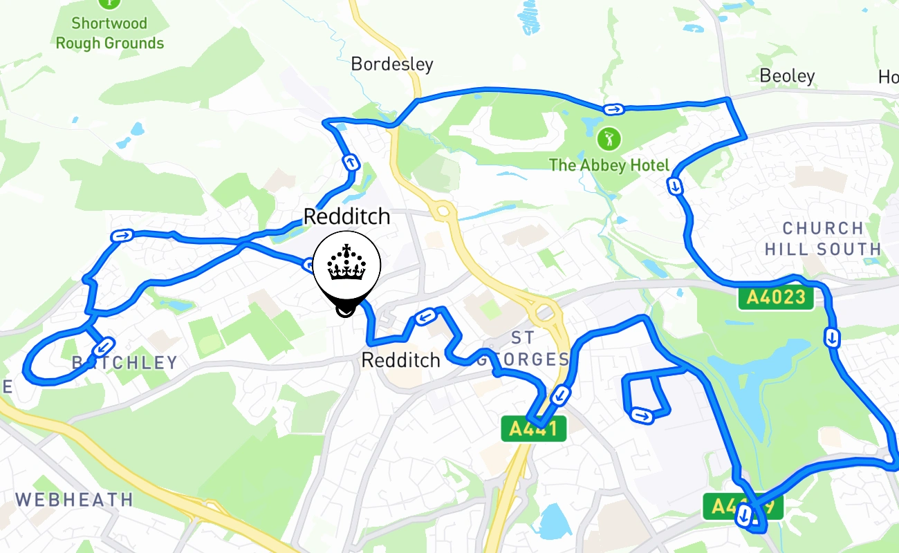 Redditch 驾考路线 #1753 地图 - ENG 英国