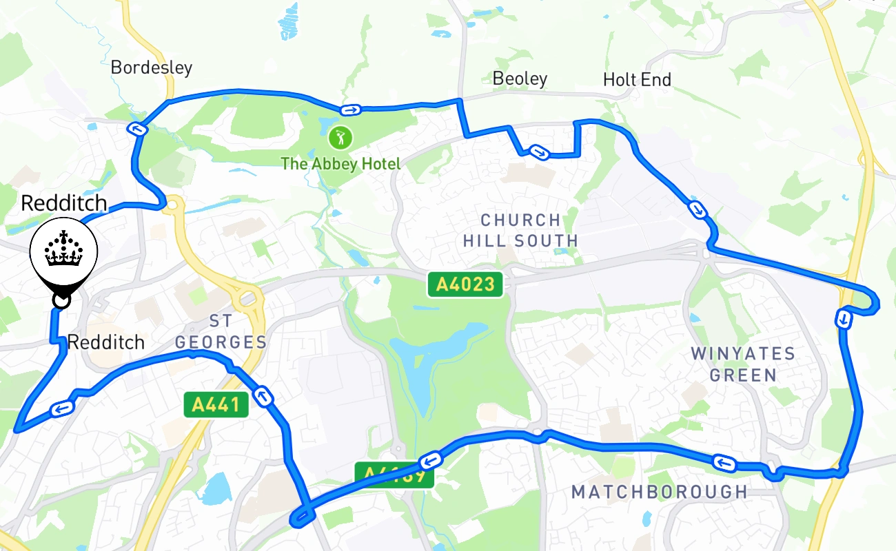 Redditch 驾考路线 #1754 地图 - ENG 英国
