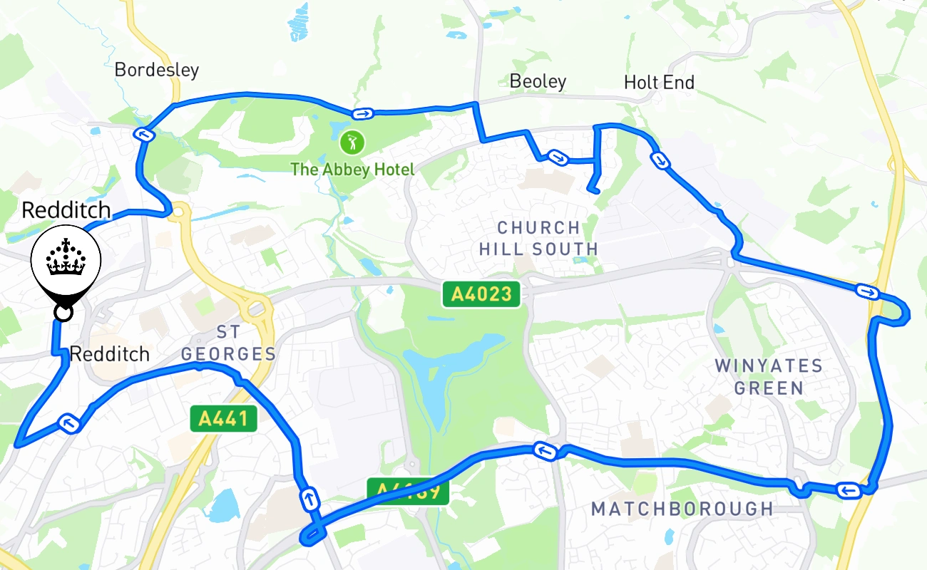 Redditch 驾考路线 #1756 地图 - ENG 英国