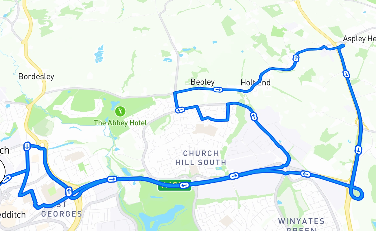 Redditch 驾考路线 #1757 地图 - ENG 英国