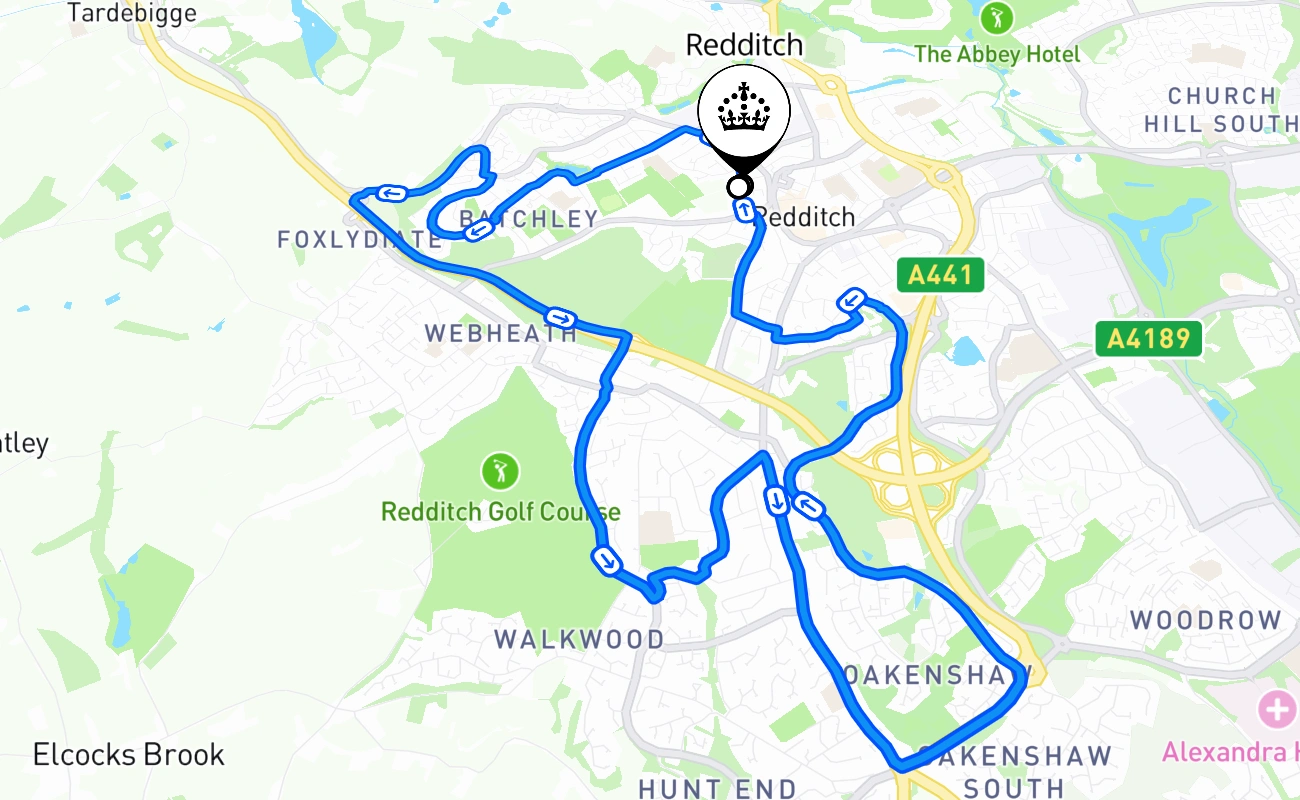 Redditch 驾考路线 #1758 地图 - ENG 英国