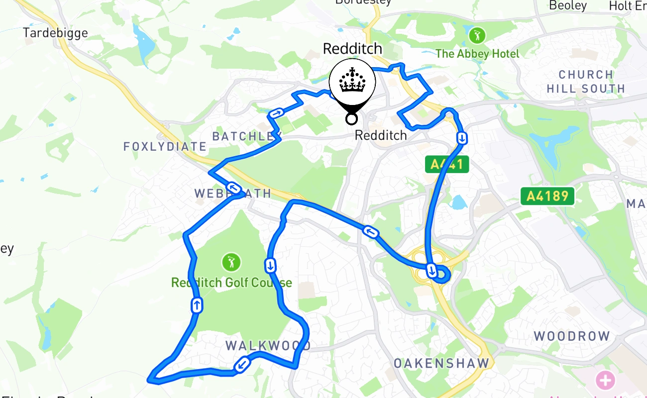 Redditch 驾考路线 #1759 地图 - ENG 英国