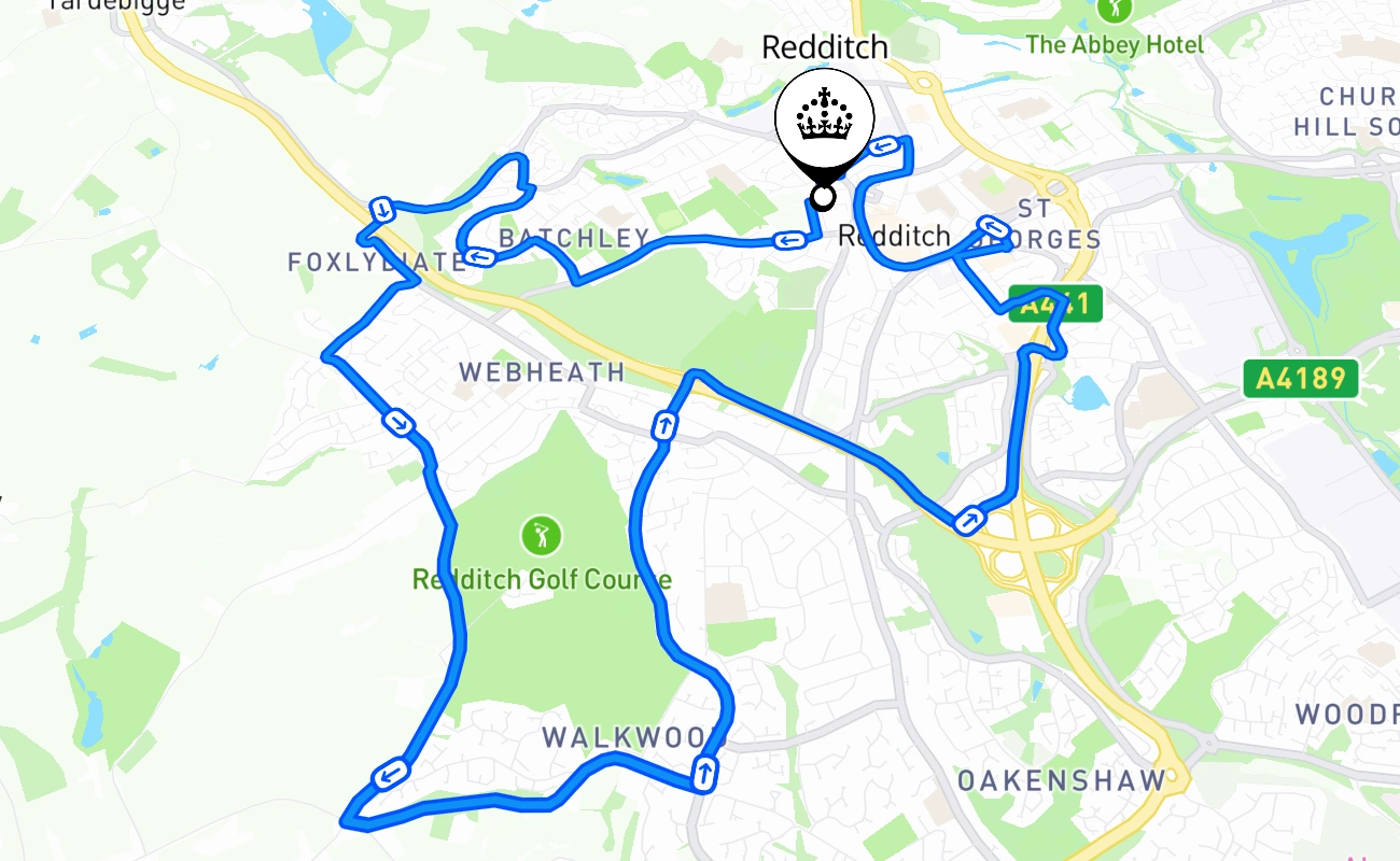 Redditch 驾考路线 #1760 地图 - ENG 英国