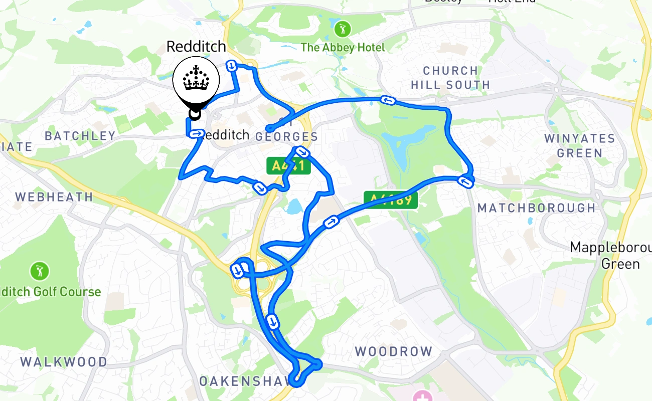 Redditch 驾考路线 #1763 地图 - ENG 英国