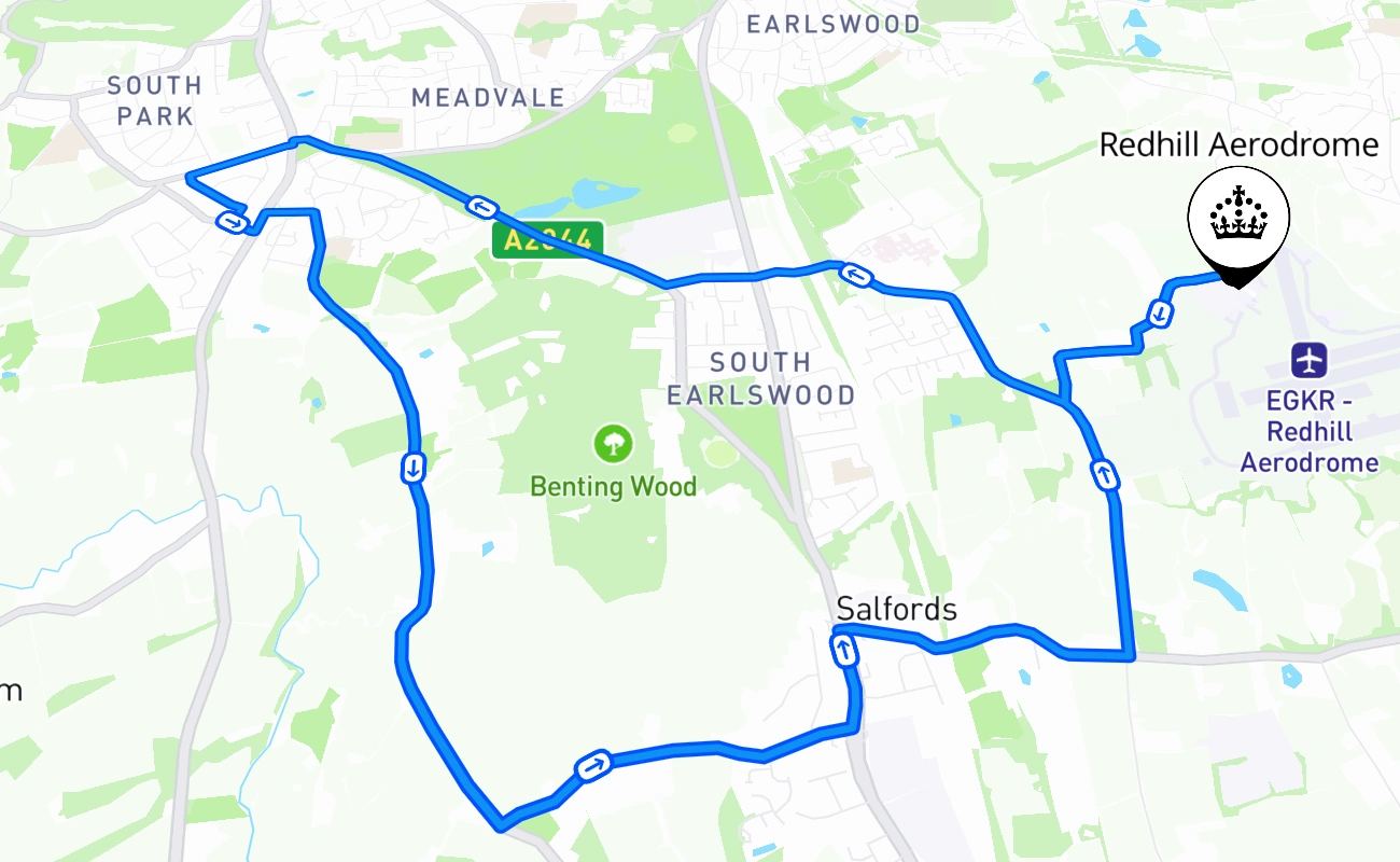 Redhill Aerodrome 驾考路线 #1268 地图 - ENG 英国