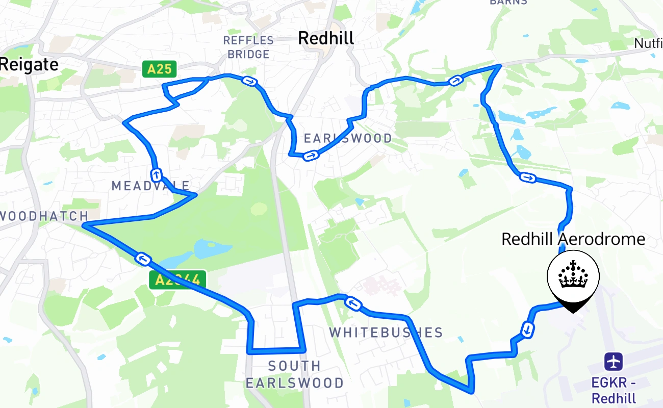 Redhill Aerodrome 驾考路线 #1270 地图 - ENG 英国