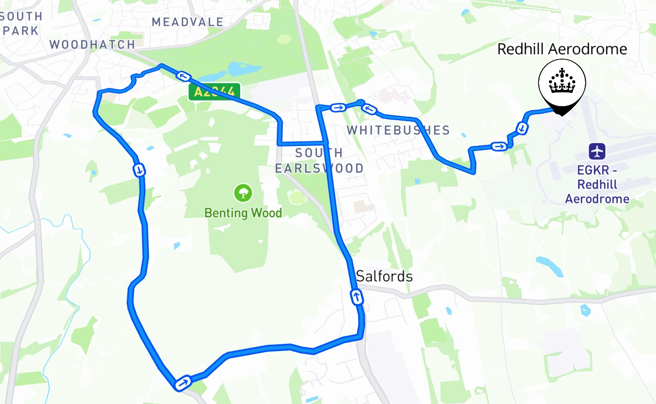 Redhill Aerodrome 驾考路线 #1271 地图 - ENG 英国