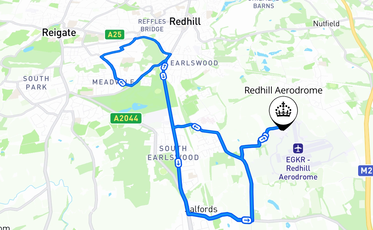 Redhill Aerodrome 驾考路线 #1272 地图 - ENG 英国