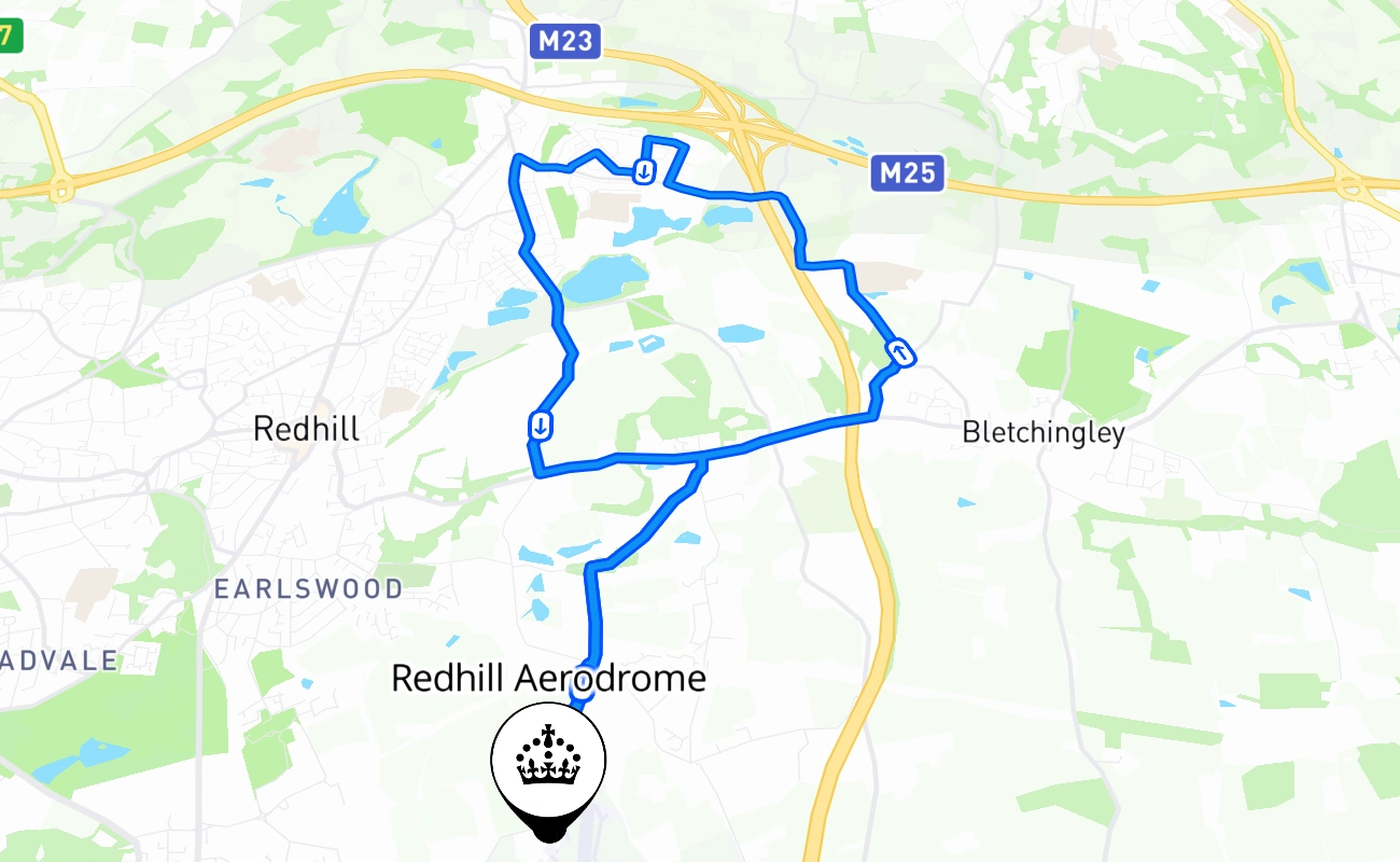 Redhill Aerodrome 驾考路线 #1274 地图 - ENG 英国