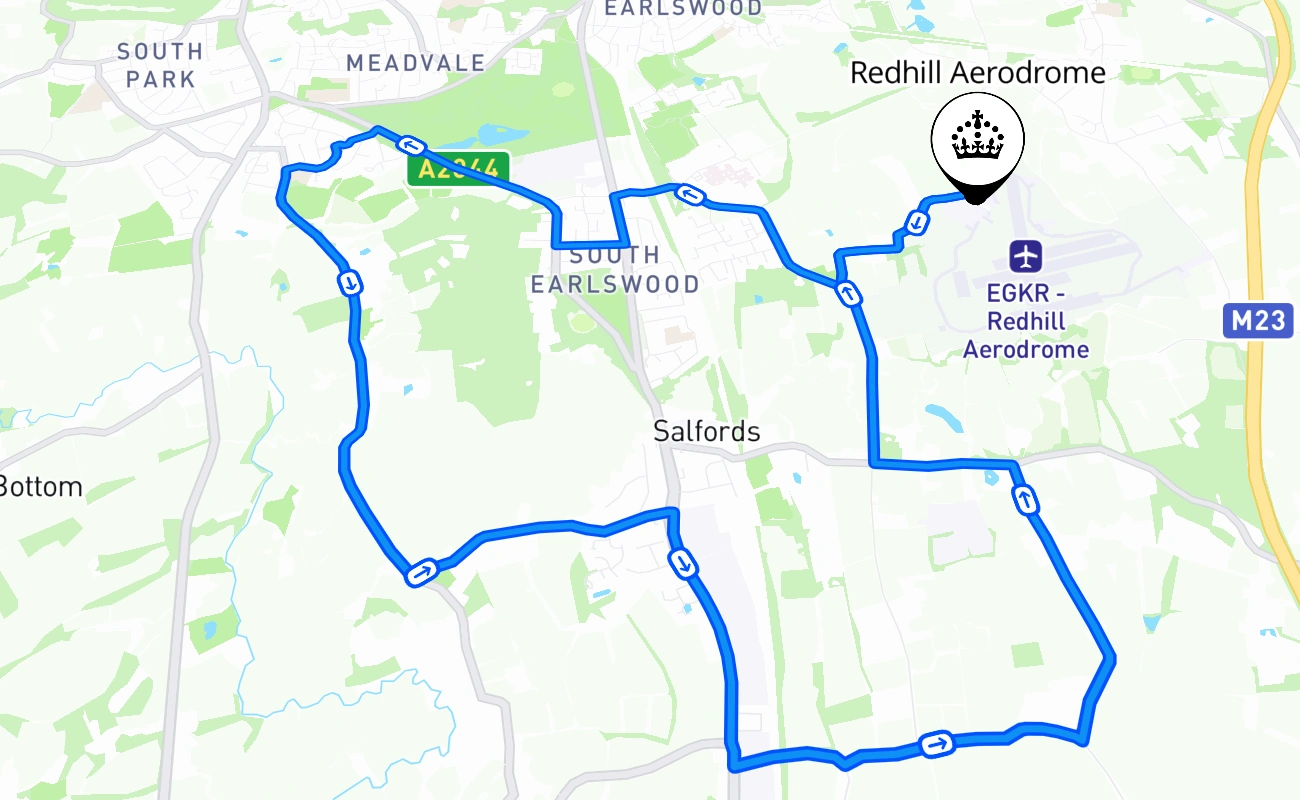 Redhill Aerodrome 驾考路线 #1277 地图 - ENG 英国