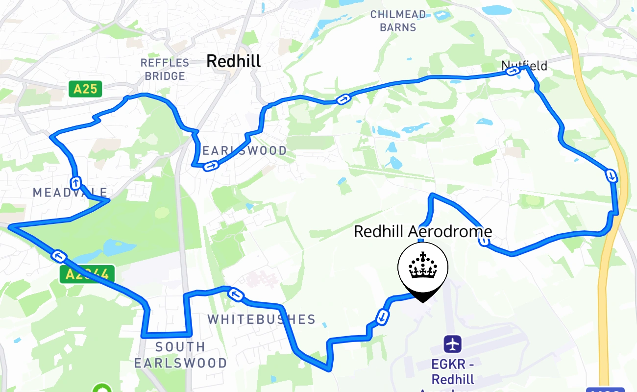 Redhill Aerodrome 驾考路线 #1279 地图 - ENG 英国