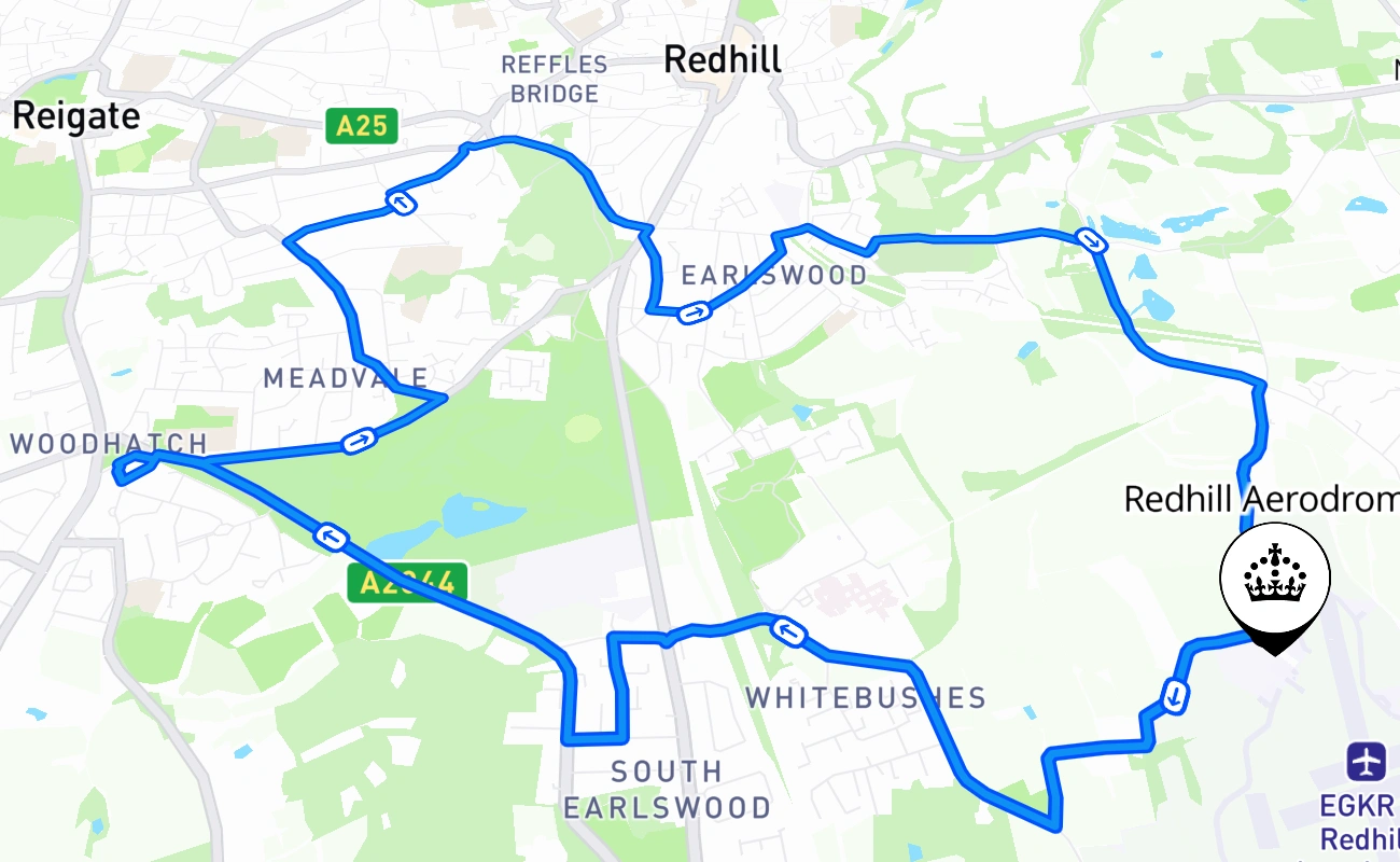Redhill Aerodrome 驾考路线 #1280 地图 - ENG 英国