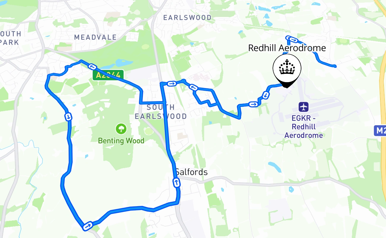 Redhill Aerodrome 驾考路线 #1282 地图 - ENG 英国