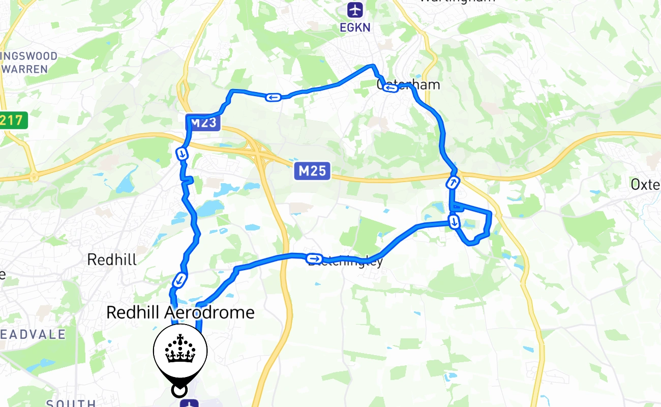 Redhill Aerodrome 驾考路线 #1283 地图 - ENG 英国