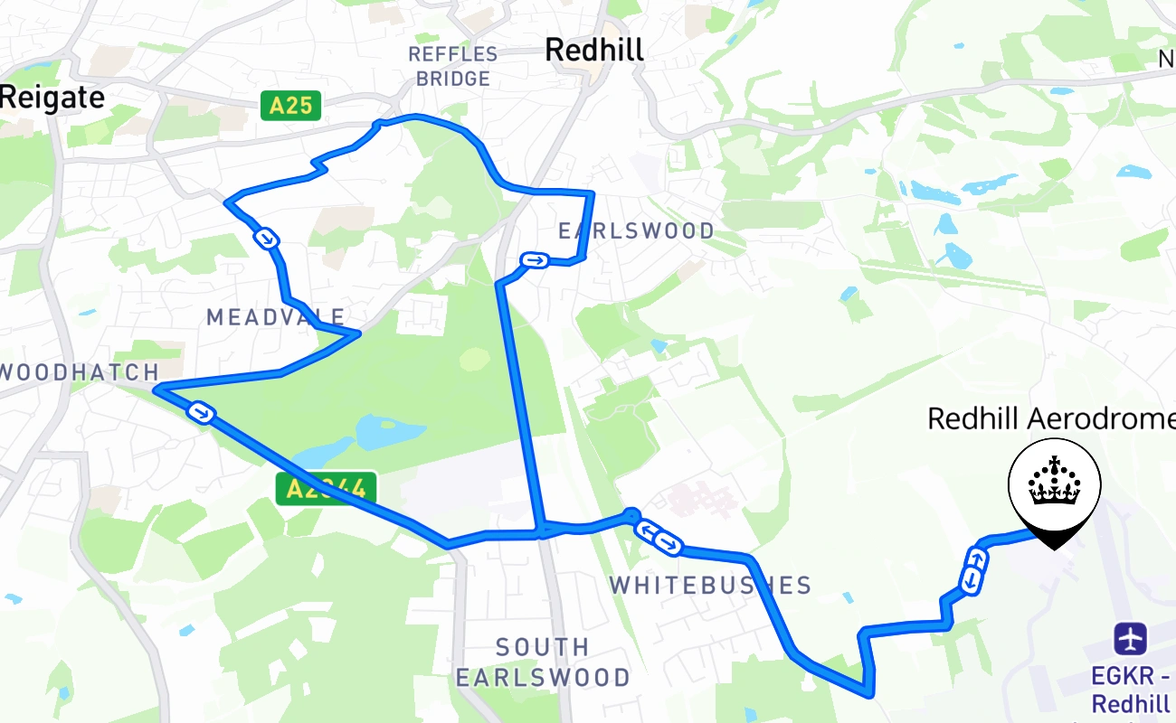 Redhill Aerodrome 驾考路线 #1285 地图 - ENG 英国