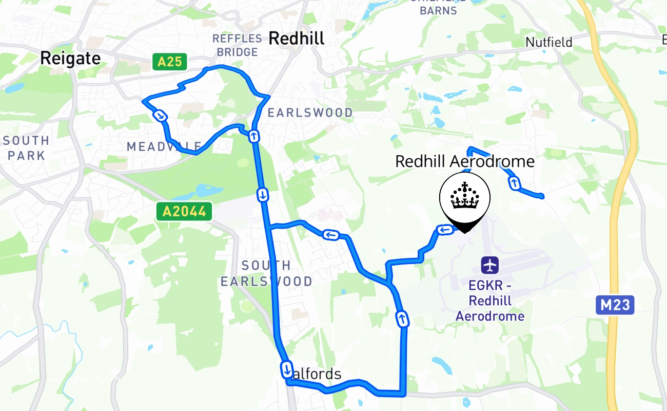 Redhill Aerodrome 驾考路线 #1286 地图 - ENG 英国
