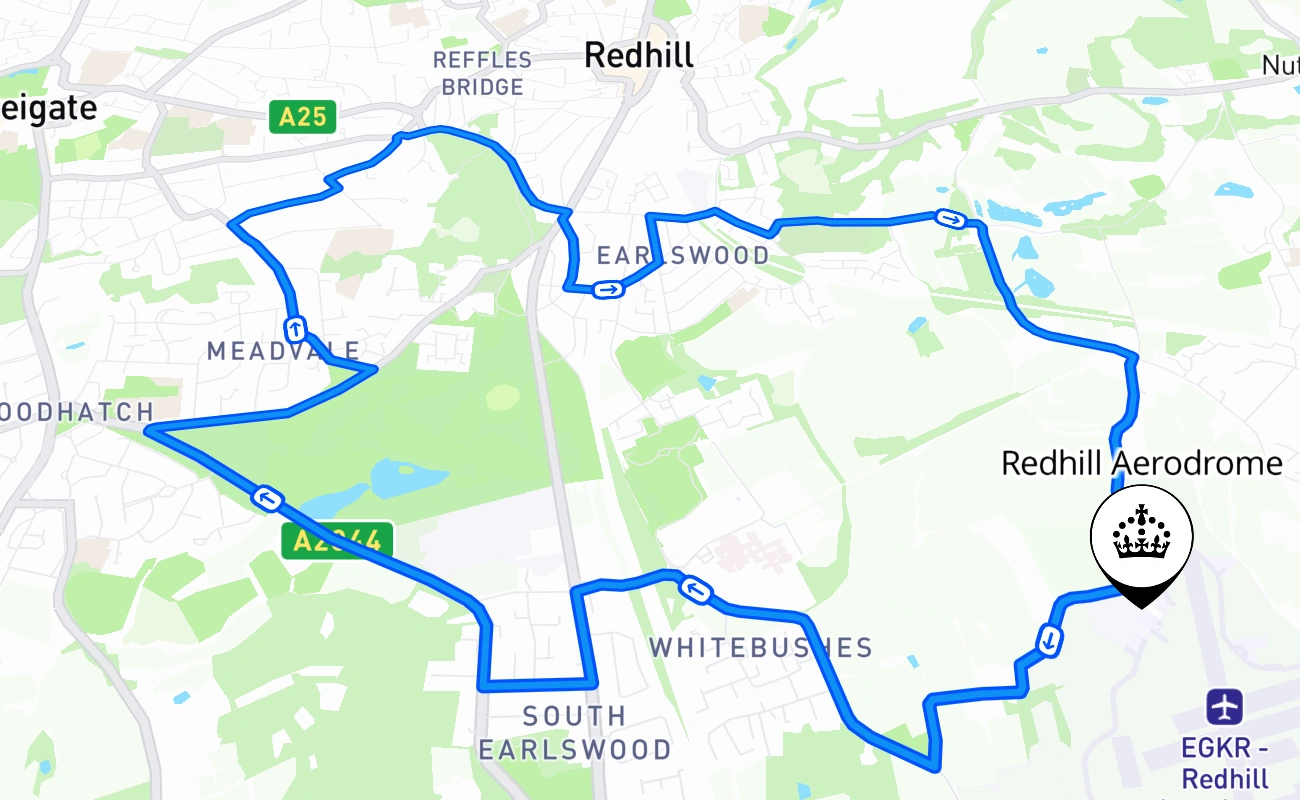 Redhill Aerodrome 驾考路线 #1287 地图 - ENG 英国