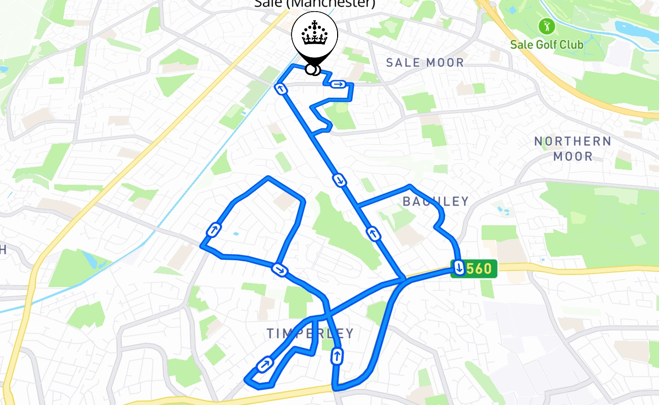 Sale (Manchester) 驾考路线 #531 地图 - ENG 英国