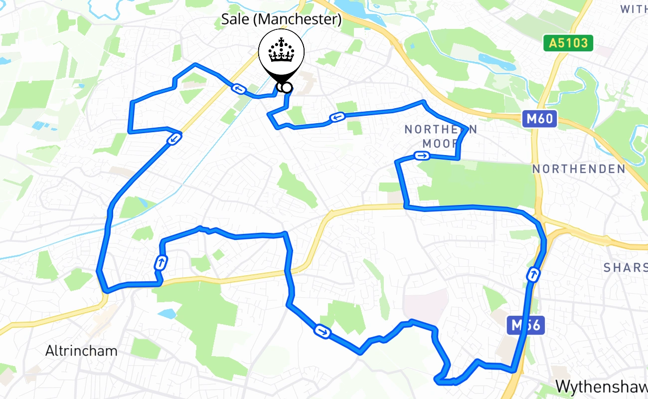 Sale (Manchester) 驾考路线 #537 地图 - ENG 英国