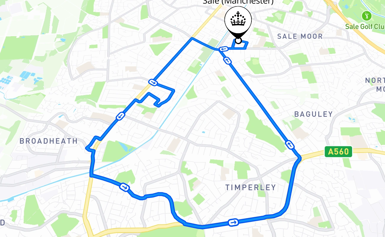 Sale (Manchester) 驾考路线 #543 地图 - ENG 英国