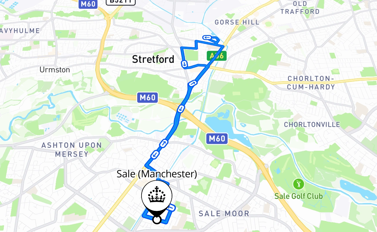Sale (Manchester) 驾考路线 #544 地图 - ENG 英国