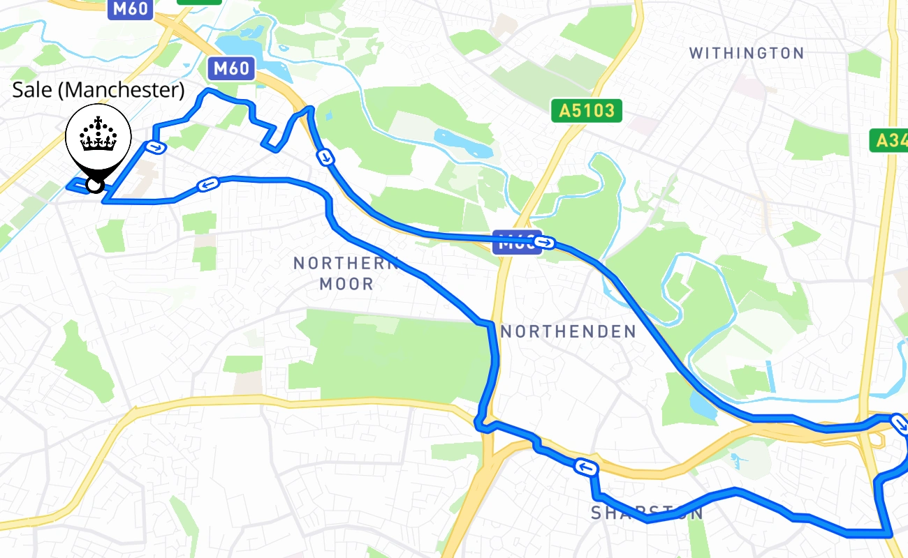 Sale (Manchester) 驾考路线 #541 地图 - ENG 英国
