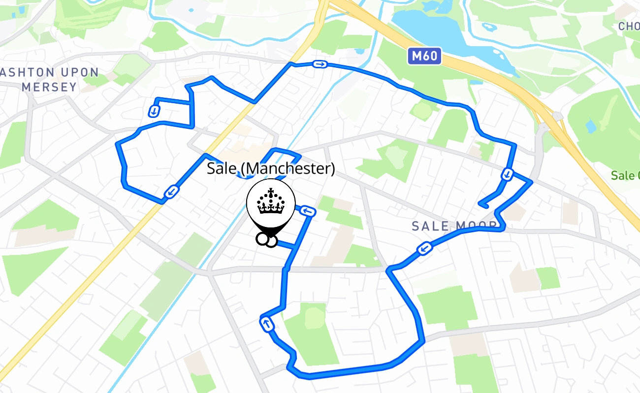 Sale (Manchester) 驾考路线 #542 地图 - ENG 英国