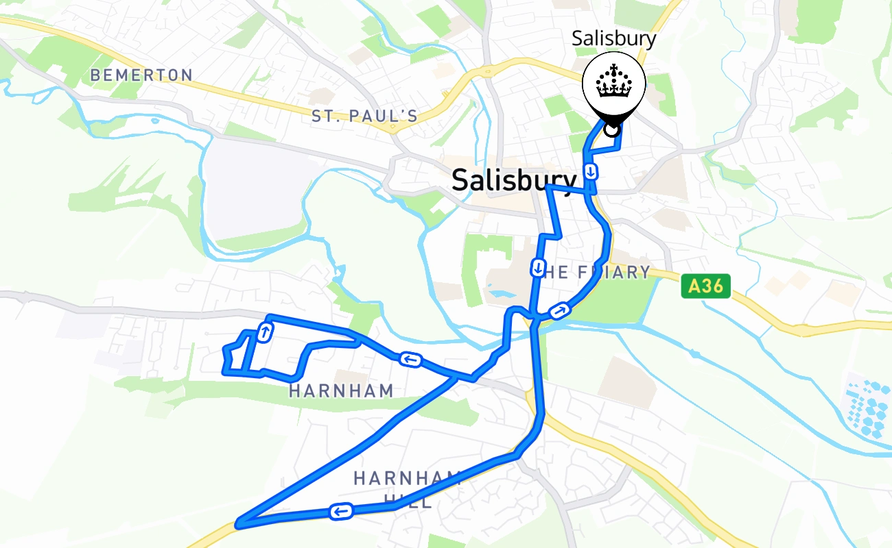 Salisbury 驾考路线 #734 地图 - ENG 英国