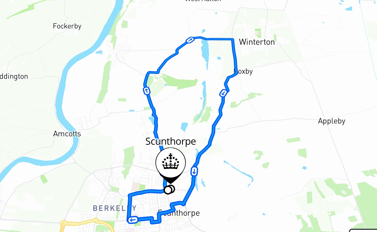 Scunthorpe driving test route #1004 map - ENG United Kingdom