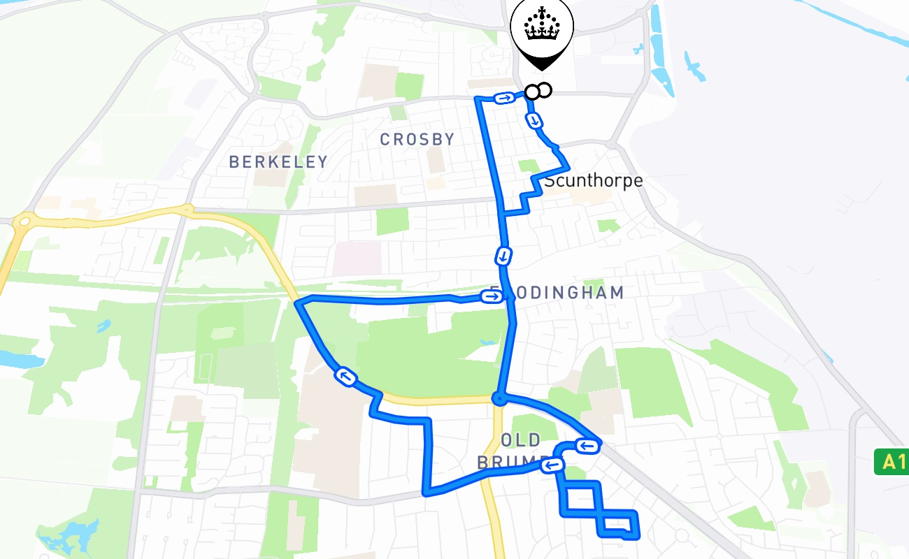 Scunthorpe driving test route #1540 map - ENG United Kingdom