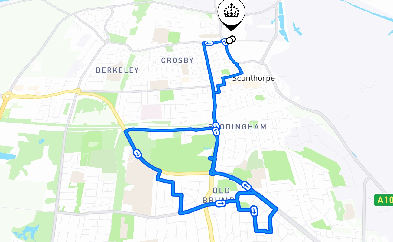 Scunthorpe driving test route #1541 map - ENG United Kingdom