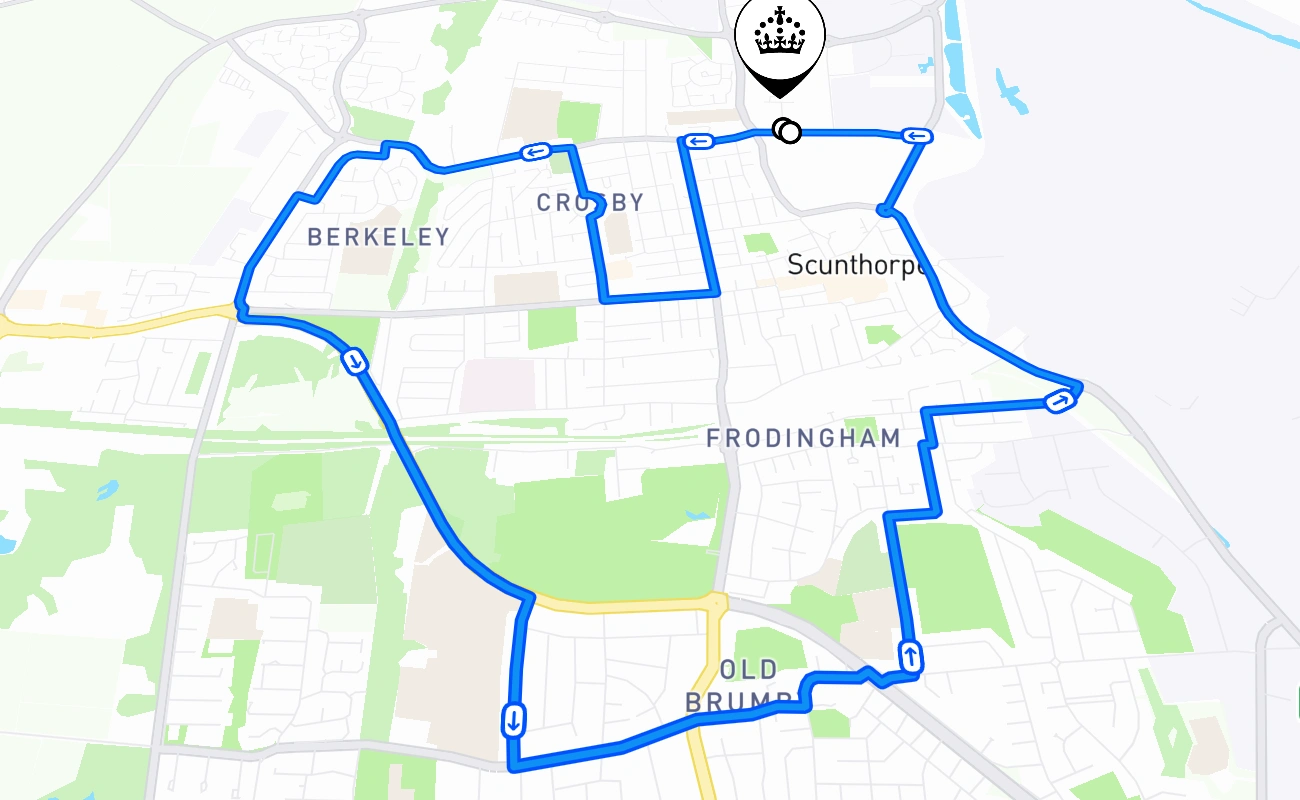 Scunthorpe driving test route #1544 map - ENG United Kingdom