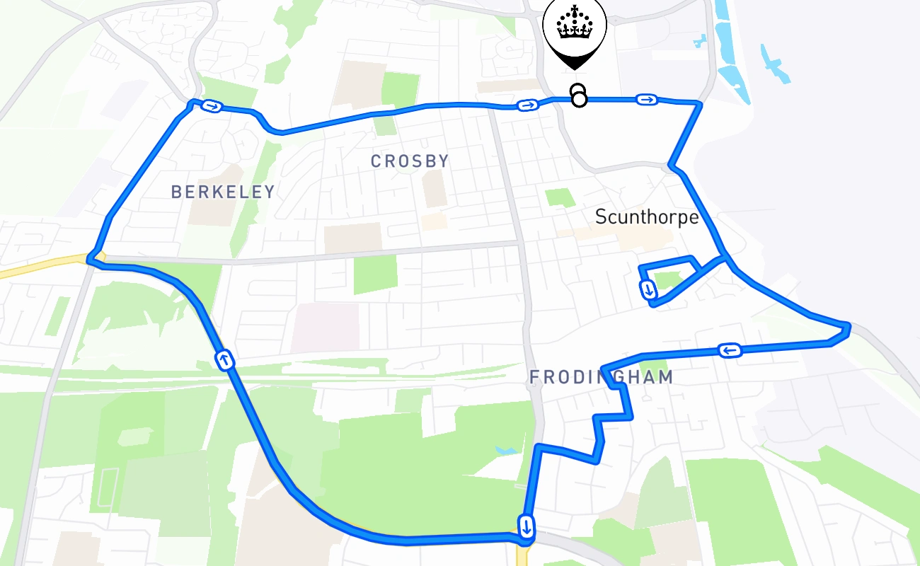Scunthorpe driving test route #1551 map - ENG United Kingdom