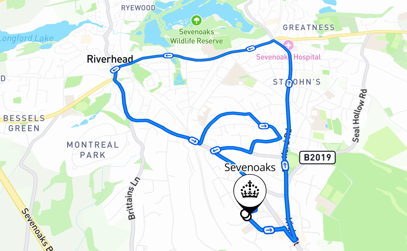 Sevenoaks 驾考路线 #2603 地图 - ENG 英国