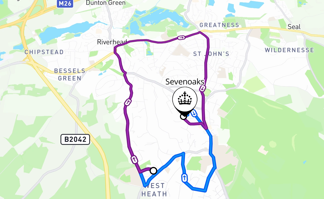 Sevenoaks 驾考路线 #2604 地图 - ENG 英国