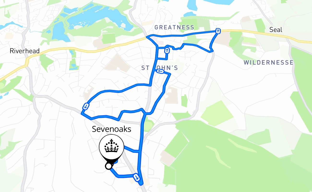 Sevenoaks 驾考路线 #2748 地图 - ENG 英国