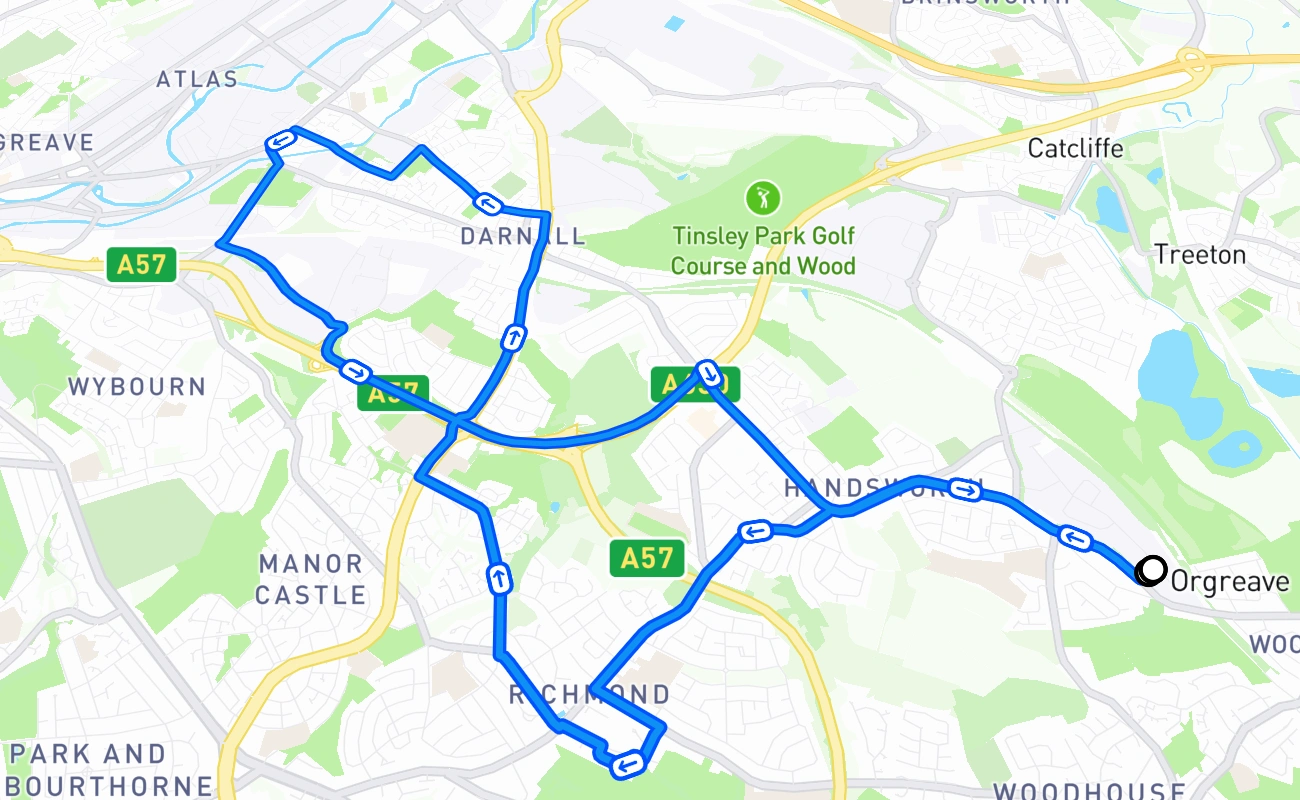 Sheffield (Handsworth) 驾考路线 #617 地图 - ENG 英国