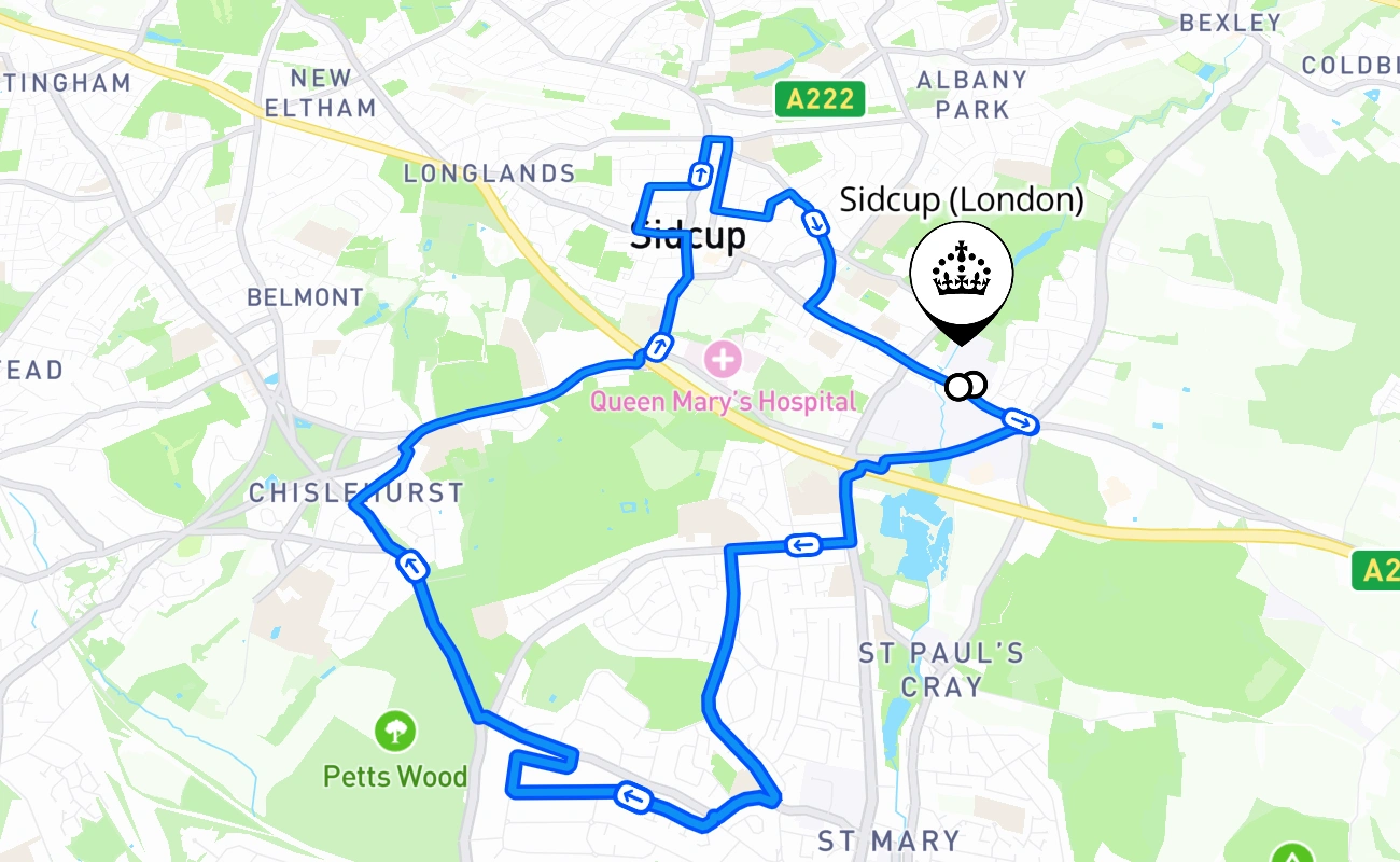 Sidcup (London) 驾考路线 #438 地图 - ENG 英国