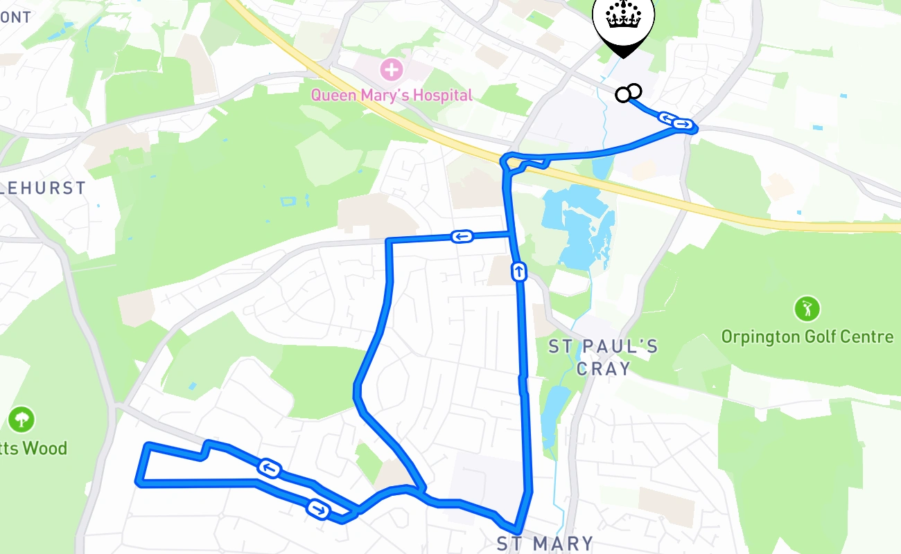 Sidcup (London) 驾考路线 #439 地图 - ENG 英国