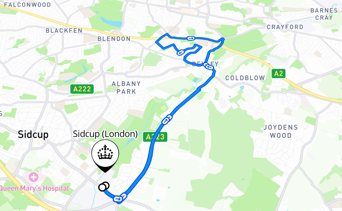 Sidcup (London) 驾考路线 #440 地图 - ENG 英国