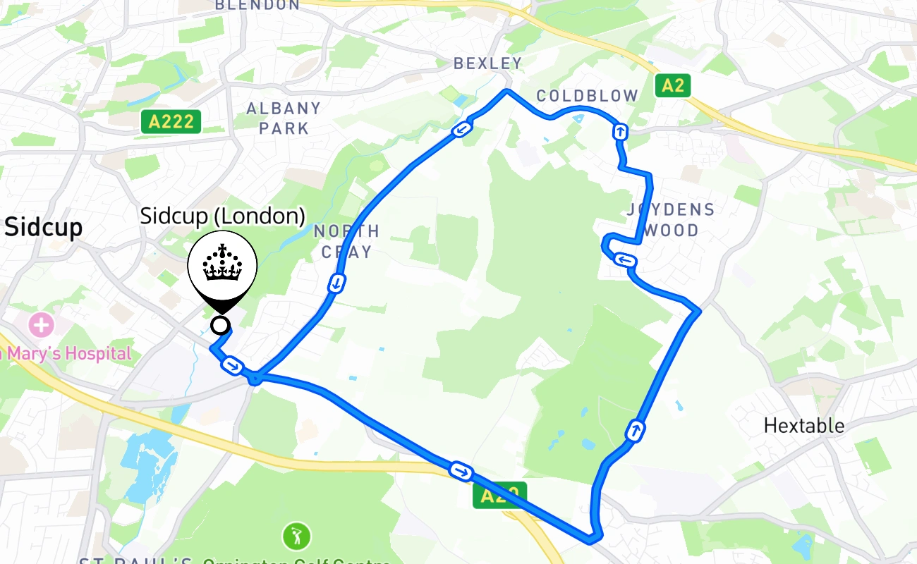 Sidcup (London) 驾考路线 #441 地图 - ENG 英国