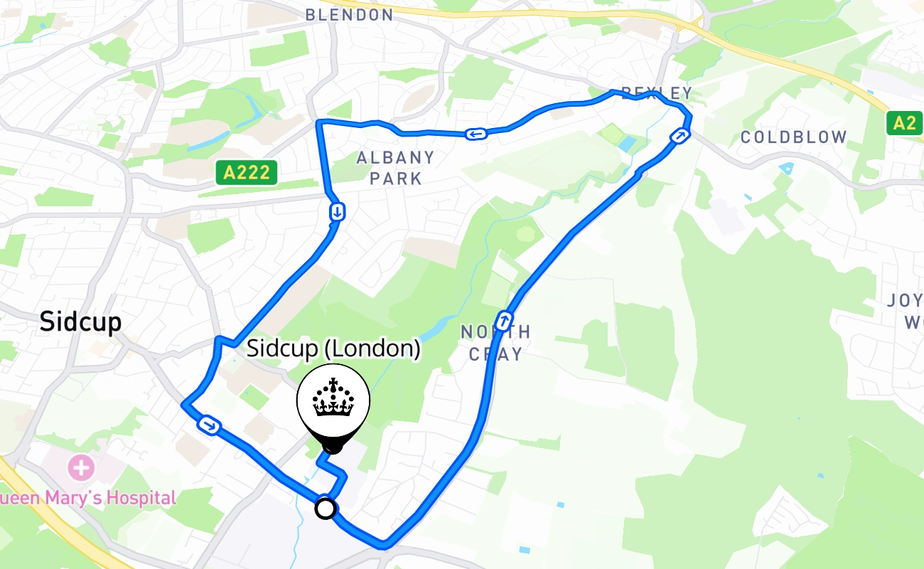 Sidcup (London) 驾考路线 #443 地图 - ENG 英国