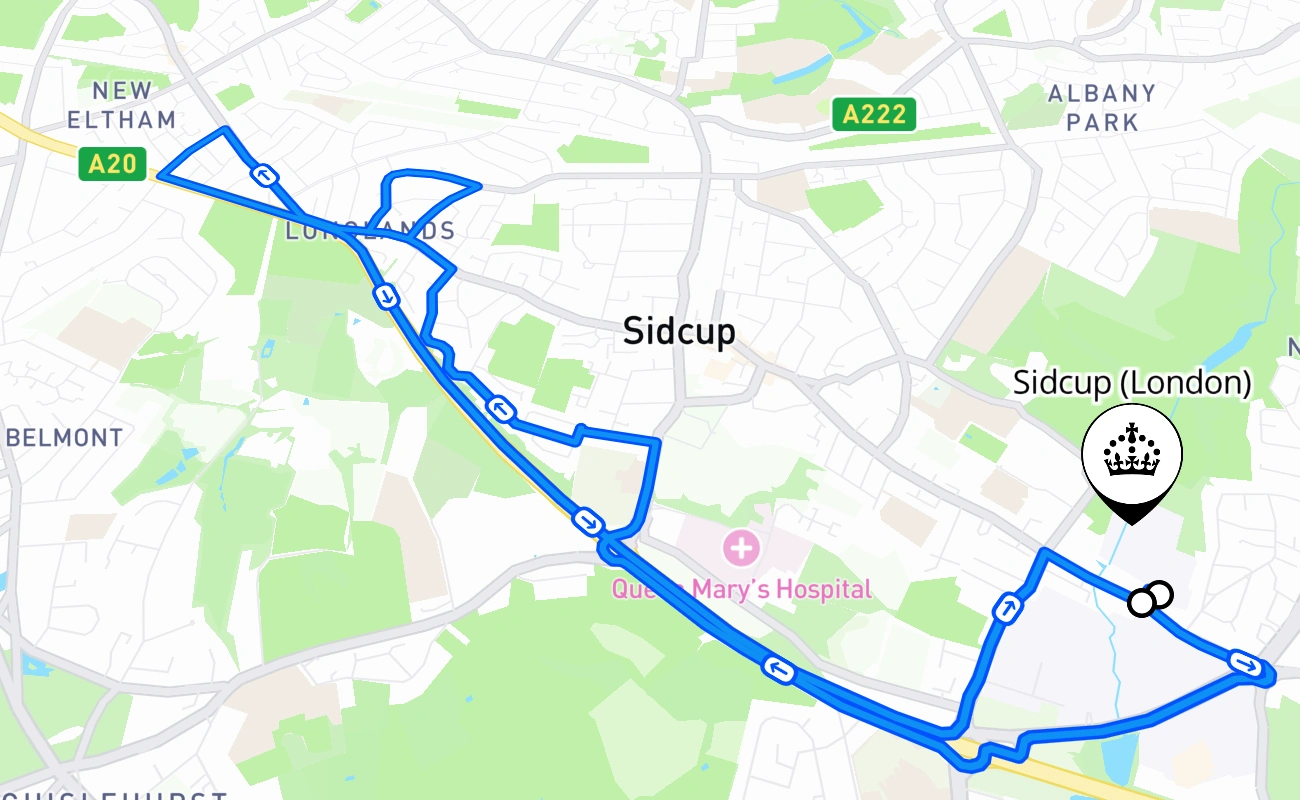 Sidcup (London) 驾考路线 #444 地图 - ENG 英国