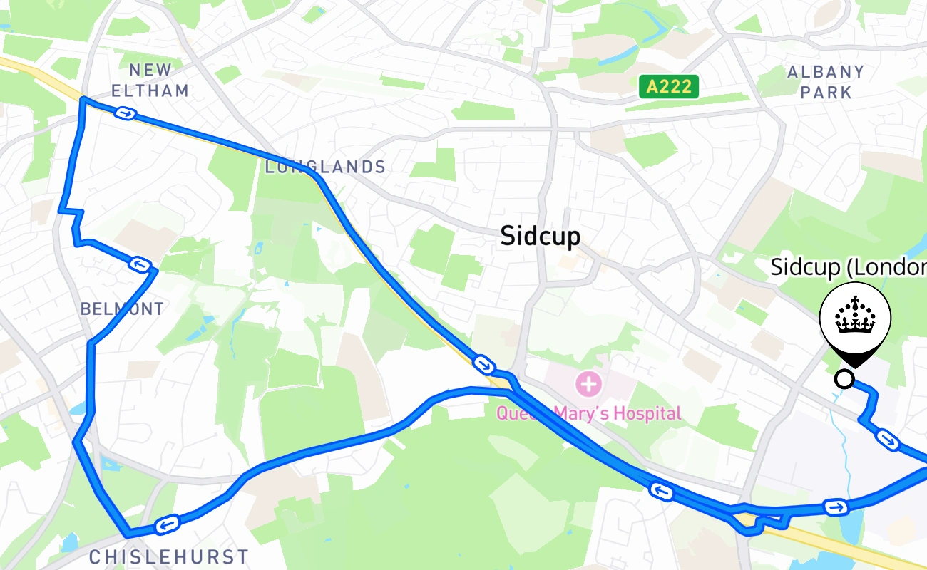 Sidcup (London) 驾考路线 #445 地图 - ENG 英国