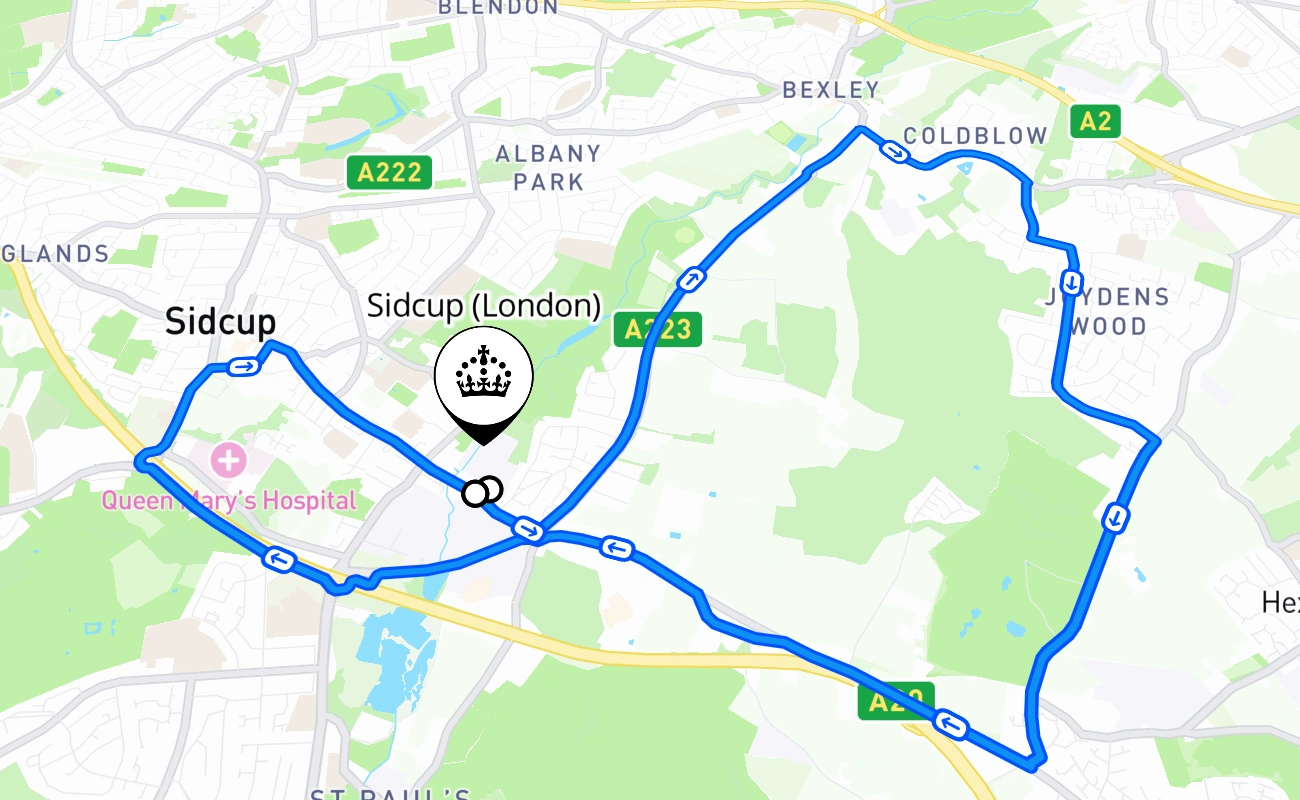 Sidcup (London) 驾考路线 #447 地图 - ENG 英国