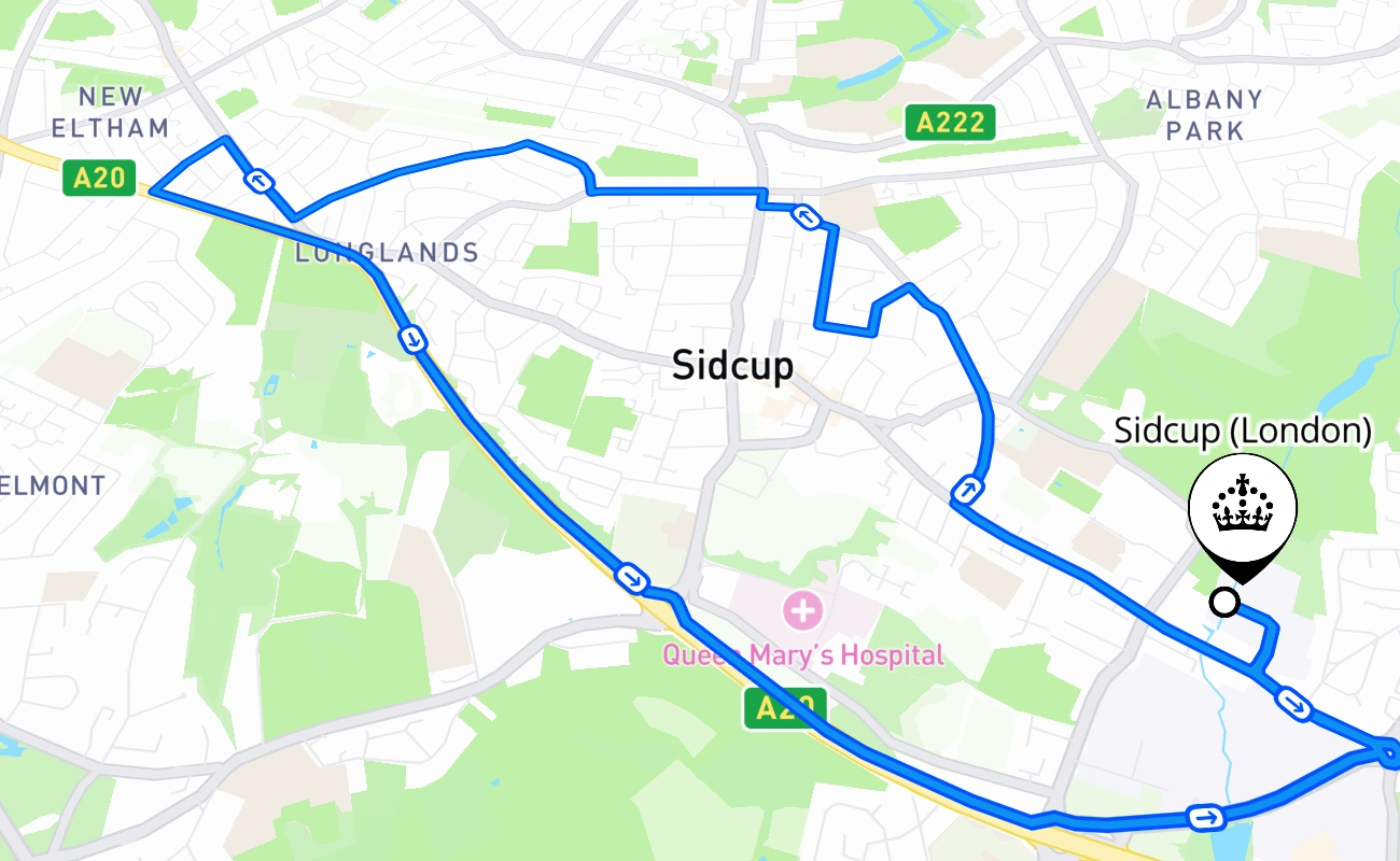 Sidcup (London) 驾考路线 #449 地图 - ENG 英国
