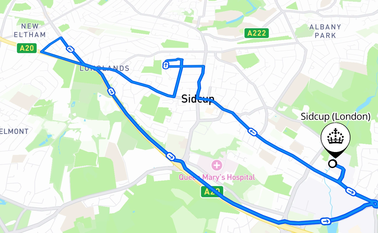 Sidcup (London) 驾考路线 #450 地图 - ENG 英国