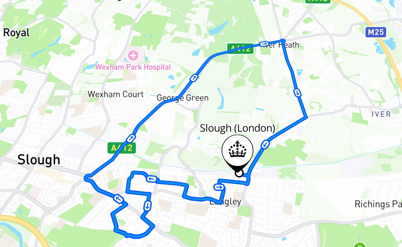 Slough (London) 驾考路线 #2272 地图 - ENG 英国
