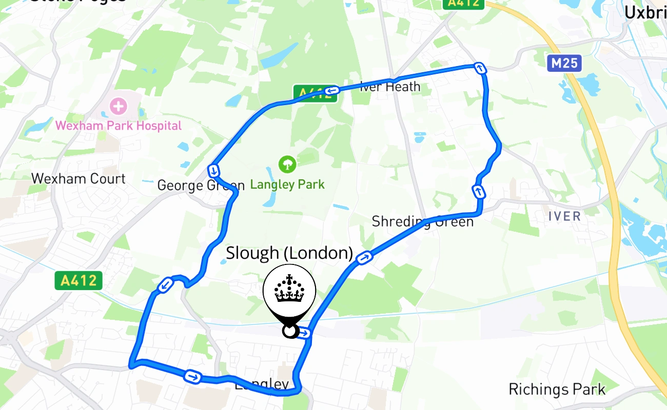 Slough (London) 驾考路线 #2274 地图 - ENG 英国